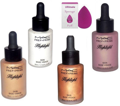 

Ultimate Sponge Puff With Mac Prep+Prime Highlighter Skin Base Visage 35 ml(Set of 5)