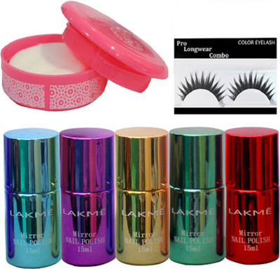 

Pro longwear combo eyelashes , mirror nail polish (set of 5) with nail remover(Set of 7)