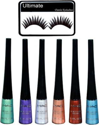 

Ultimate Mac Me Tallic Liquid Sparkles Eyeliner Set Of 6 + Eyelashes(Set of 7)
