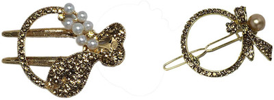 

New Arihant Traders New Arihant Traders- Backpin/Side Pin Golden color with stone for Women & Girls (2 pieces) Hair Clip, Hair Accessory Set, Back Pin, Hair Pin(Gold)