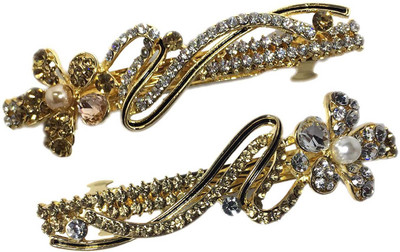 

New Arihant Traders New Arihant Traders- Hair Back Clips/Backpin Silver & Metallic color with stone for Women & Girls (2 pieces) Hair Clip(Silver, Gold)