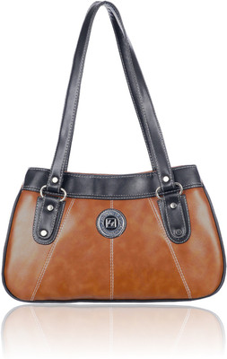 

Leather Land Shoulder Bag(Tan, Black), Black;tan