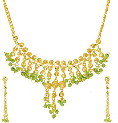 Shining Jewel Brass Gold-plated Green, Gold Jewellery Set(Pack of 1)