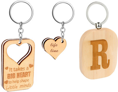 

Flipkart SmartBuy Beautiful Combo of Woooden key Chain with Little Heart and Alphabet -R Key Chain
