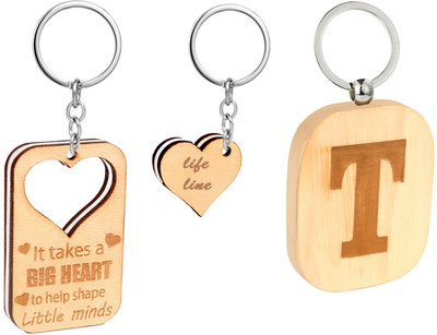 

Flipkart SmartBuy Beautiful Combo of Woooden key Chain with Little Heart and Alphabet -T Key Chain