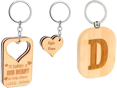 

Flipkart SmartBuy Beautiful Combo of Woooden key Chain with Little Heart and Alphabet -D Key Chain