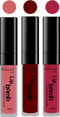 

Bonjour Paris Long lasting velvet matte lipstick(nude, mauve, wine, 18 g)