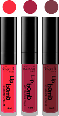 

Bonjour Paris Long lasting velvet matte lipstick(peach, wine, wild blush, 18 g)