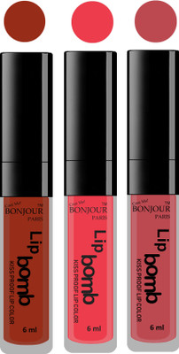 

Bonjour Paris Long lasting velvet matte lipstick(tan, irresistble pink, nude, 18 g)