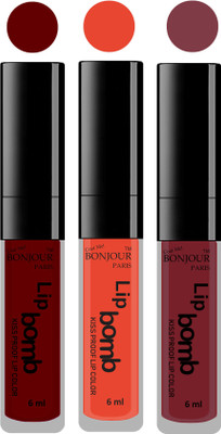 

Bonjour Paris Long lasting velvet matte lipstick(mauve, brick orange, wild blush, 18 g)