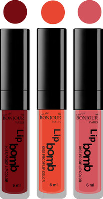 

Bonjour Paris Long lasting velvet matte lipstick(brown, brick orange, wild blush, 18 g)