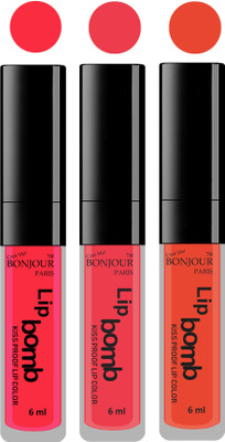 

Bonjour Paris Long lasting velvet matte lipstick(peach, irresistble pink, brick orange, 18 g)