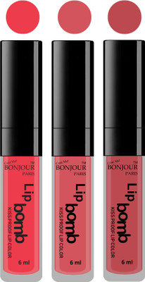 Bonjour Paris Long lasting velvet matte lipstick(irresistble pink, wild blush, nude, 18 g)