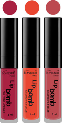 

Bonjour Paris Long lasting velvet matte lipstick(wine, brick orange, nude, 18 g)