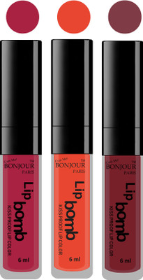 

Bonjour Paris Long lasting velvet matte lipstick(wine, brick orange, wild blush, 18 g)
