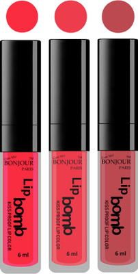 

Bonjour Paris Long lasting velvet matte lipstick(peach, irresistble pink, nude, 18 g)