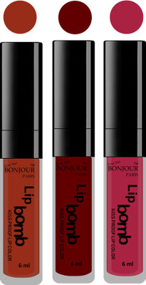 

Bonjour Paris Long lasting velvet matte lipstick(tan, mauve, wine, 18 g)