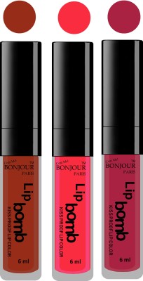 

Bonjour Paris Long lasting velvet matte lipstick(tan, peach, wine, 18 g)