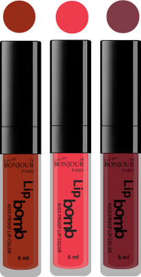 

Bonjour Paris Long lasting velvet matte lipstick(tan, irresistble pink, wild blush, 18 g)