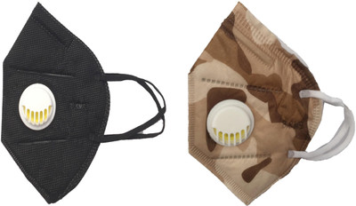 

Vritraz N95 PM 2.5 Anti-Pollution Activated Carbon Face Mask with Breathing Valve (Black,Brown,Pack of 2) Mask