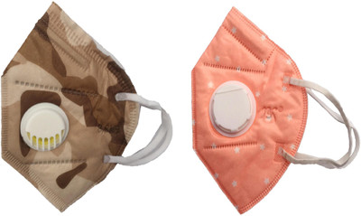 

Vritraz N95 PM 2.5 Anti-Pollution Activated Carbon Face Mask with Breathing Valve (Brown,Pink,Pack of 2) Mask