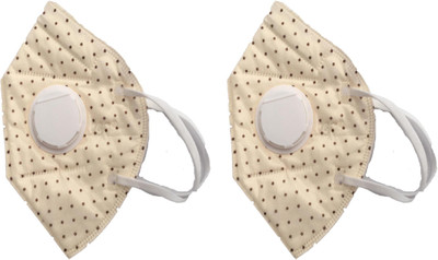 

Vritraz N95 PM 2.5 Anti-Pollution Activated Carbon Face Mask with Breathing Valve (Cream,,Pack of 2) Mask