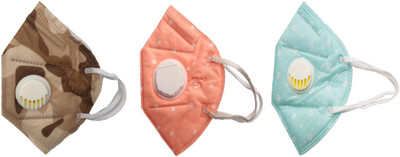 

Vritraz N95 PM 2.5 Anti-Pollution Activated Carbon Face Mask with Breathing Valve (Brown,Pink,Turq,Pack of 3) Mask