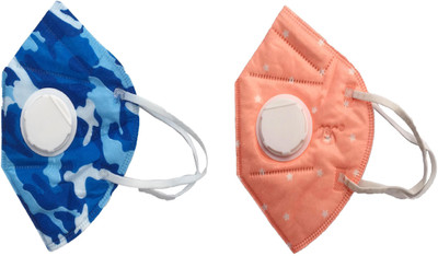 

Vritraz N95 PM 2.5 Anti-Pollution Activated Carbon Face Mask with Breathing Valve (Blue,Pink,Pack of 2) Mask