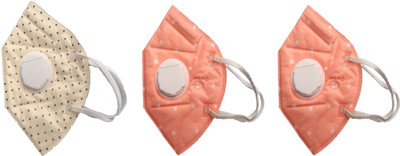 

Vritraz N95 PM 2.5 Anti-Pollution Activated Carbon Face Mask with Breathing Valve (Cream,Pink,Pink,Pack of 3) Mask