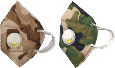 

Vritraz N95 PM 2.5 Anti-Pollution Activated Carbon Face Mask with Breathing Valve (Brown,Green,Pack of 2) Mask