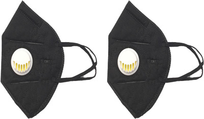 

Vritraz N95 PM 2.5 Anti-Pollution Activated Carbon Face Mask with Breathing Valve (Black,,Pack of 2) Mask
