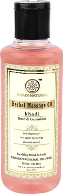 Khadi Natural AYURVEDIC ROSE GERANIUM MASSAGE OIL PARABEN MINERAL OIL FREE(210 ml) Flipkart
