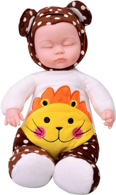 

Toyshine Sleeping Baby 9 inches Soft Baby Toy Doll with Music Effect, Touch Sensors, Brown(Multicolor)