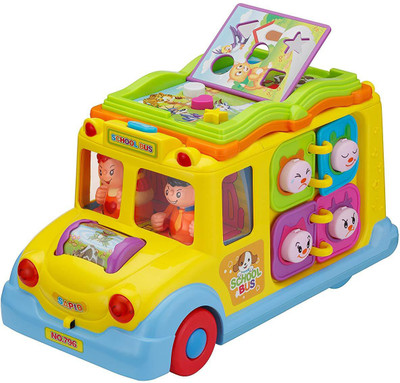 

Baybee Sound Toy School Bus Toy Yellow-8 Activity Games, Automatic Rides, Lights and Music and Swinging(Yellow)