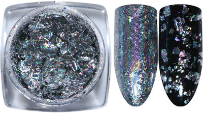 

Imported Silver Laser Holographic Metallic Flakes Mirror Powder Nail Art Chrome Pigment Glitters(Holographic)