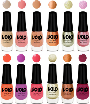 

Volo Color Rich Toxic Free Perfection Shine Nail Polish Set of 12 Candy Cotton, Dark Nude, Nude, Bronze Magnetic, Metallic Pink, Chrome Olive Green, Bright Plum, Coral, Light Pink, Light Wine, Red Gold, Golden Chrome(Pack of 12)