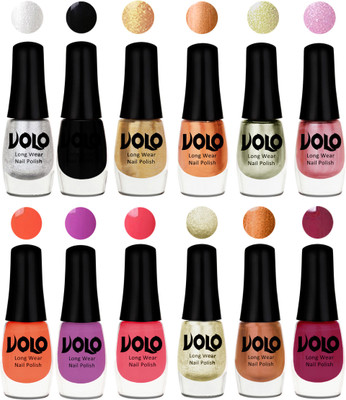 

Volo Color Rich Toxic Free Perfection Shine Nail Polish Set of 12 Metallic Silver, Black, Golden, Bronze Magnetic, Metallic Pink, Chrome Olive Green, Bright Plum, Coral, Light Pink, Light Wine, Red Gold, Golden Chrome(Pack of 12)