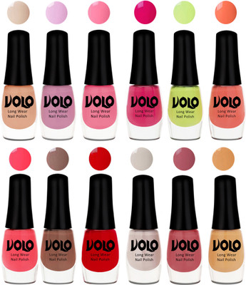 

Volo Color Rich Toxic Free Perfection Shine Nail Polish Set of 12 Light Purple, Light Pink, Pink Nude, Parrot Green, Moon Magenta, Peach Crush, Carrot Red, Dark Nude, Red, Flirty Nude, Tan, Ice Nude(Pack of 12)