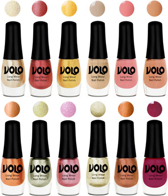 

Volo Color Rich Toxic Free Perfection Shine Nail Polish Set of 12 Hot Lava, Gold Chrome, Light Golden, Candy Cotton, Dark Nude, Nude, Bronze Magnetic, Metallic Pink, Chrome Olive Green, Light Wine, Red Gold, Golden Chrome(Pack of 12)