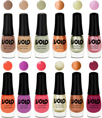 

Volo Color Rich Toxic Free Perfection Shine Nail Polish Set of 12 Dark Nude, Nude, Mischievous Mint, Bronze Magnetic, Metallic Pink, Chrome Olive Green, Bright Plum, Coral, Light Pink, Light Wine, Red Gold, Golden Chrome(Pack of 12)