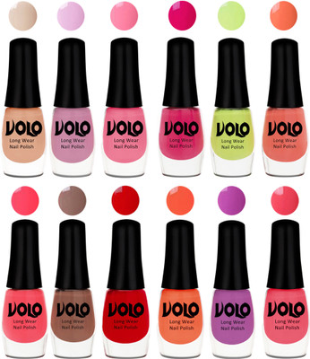 

Volo Color Rich Toxic Free Perfection Shine Nail Polish Set of 12 Light Purple, Light Pink, Pink Nude, Parrot Green, Moon Magenta, Peach Crush, Carrot Red, Dark Nude, Red, Bright Plum, Coral, Light Pink(Pack of 12)