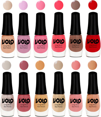 

Volo Color Rich Toxic Free Perfection Shine Nail Polish Set of 12 Light Purple, Light Pink, Pink Nude, Carrot Red, Dark Nude, Red, Flirty Nude, Tan, Ice Nude, Candy Cotton, Dark Nude, Nude(Pack of 12)