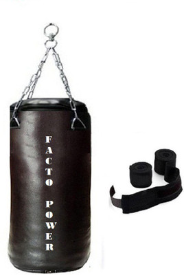 

FACTO POWER 5.0 Feet Long, SRF - STANDARD Material, Black Color, Unfilled with Hanging Chain and 9 Freet Long Black Color Hand Wrap Pair Hanging Bag(5.0, 60 kg)