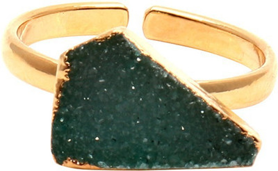 

The Sparkle Story Green Color Druzy Gold Plated Free Form Shape Alloy Agate Ring
