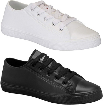 

Pexlo Pack of 2 Casual Shoes Sneakers For Men(Black, White, White & black