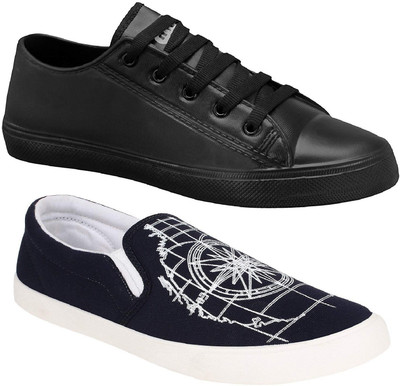

Pexlo Pack of 2 Casual Shoes Sneakers For Men(Black, Blue