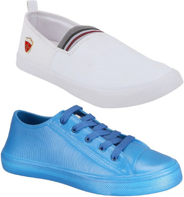 

Pexlo Pack of 2 Casual Shoes Slip On Sneakers For Men(White, Blue