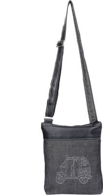 

Indha Craft Girls Casual Black Rexine, Denim Sling Bag