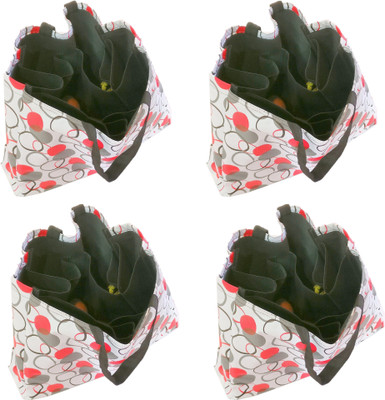 

Addyz Pack of 4 Pieces Printed Veggie Bag, Multi Pocket Grocery Bags Large Six Pocket Canvas Non Woven eco Friendly Waterproof Multi Compartment Veggie Bags. Shopping Bag usable, Washable Small Travel Bag - 40.5x32x10.5(Multicolor)