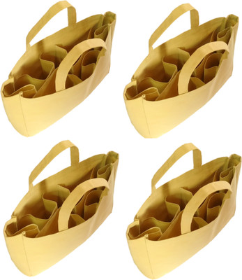 

Addyz Pack of 4 Pieces Eco Non Woven Vegetable Bag with 6 Pockets for Purchase Vegetables,Multi Pocket Grocery Bags Large Canvas Cotton eco Friendly Multi Compartment Shopping Bags. Small Travel Bag - 40.5x32x10.5(Beige)